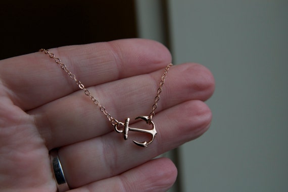 Rose Gold Anchor Charm Necklace Rose 