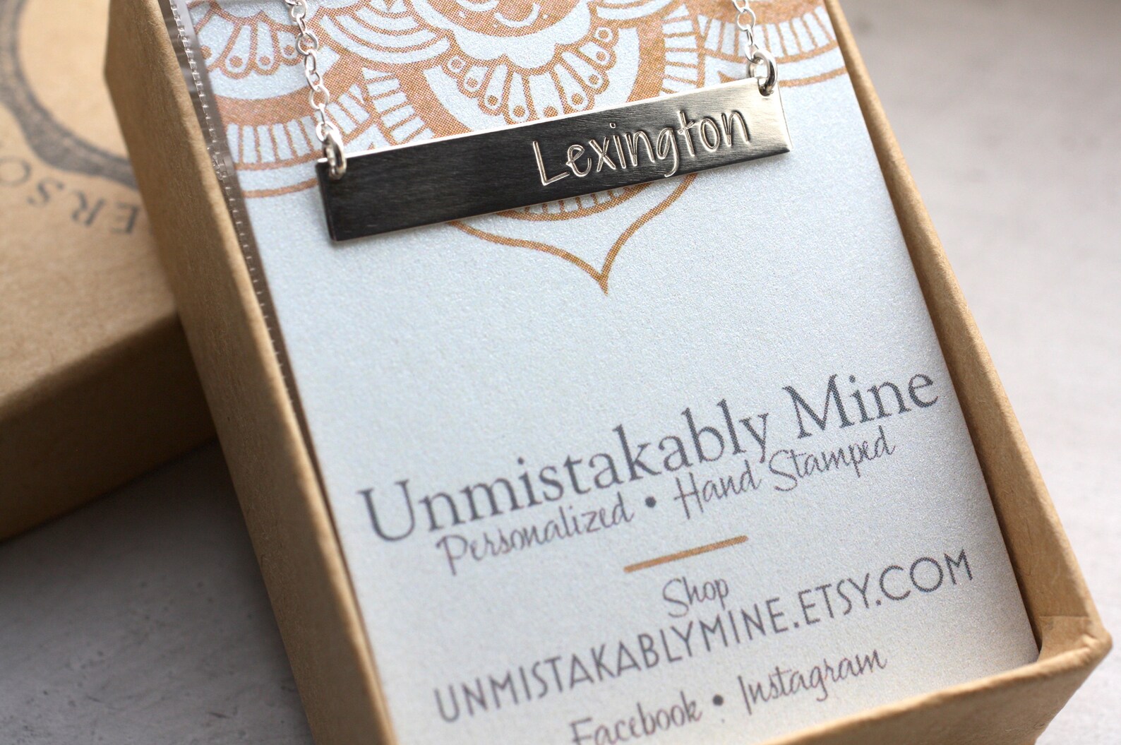 Silver Bar Necklace Name Plate Necklace Dainty Bar Necklace Etsy