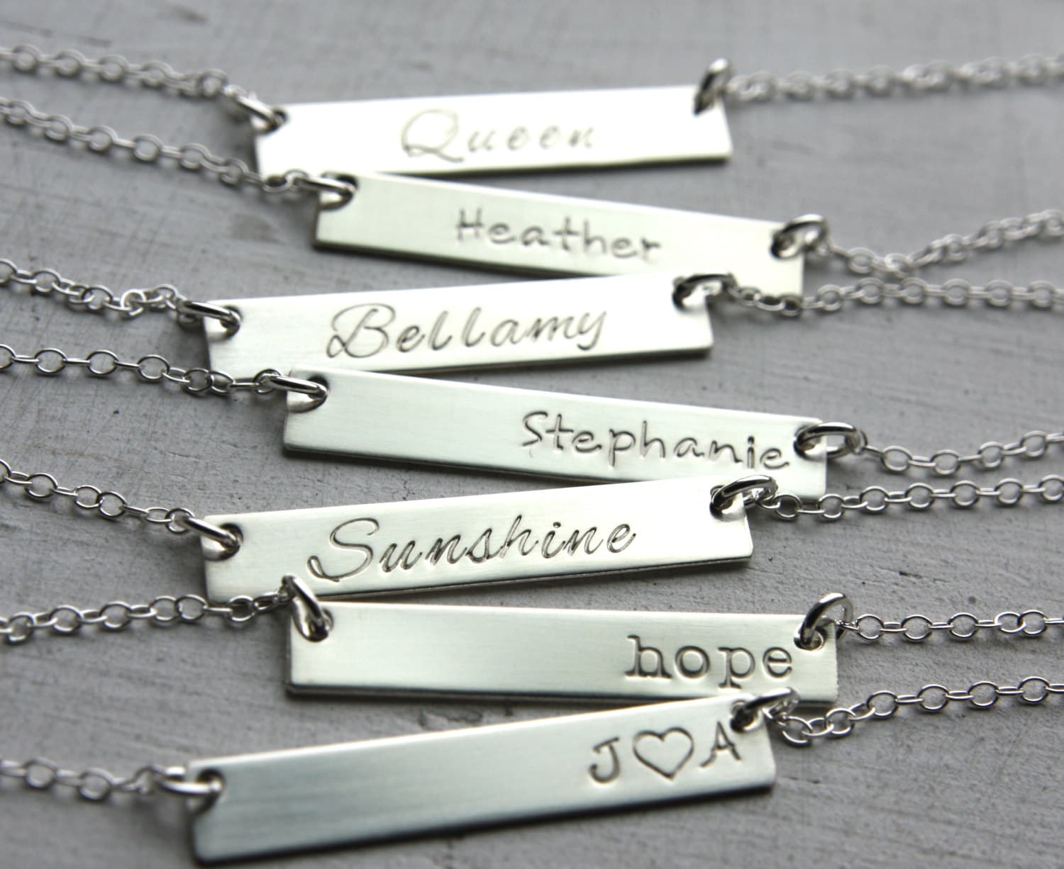 Silver Bar Necklace Name Plate Necklace Dainty Bar Necklace Etsy