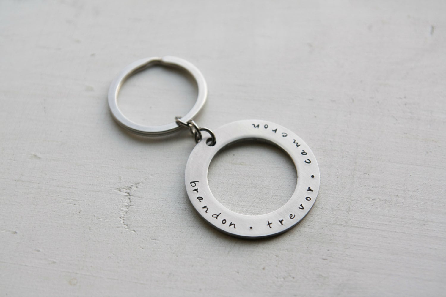 Custom Washer Keychain Double Sided Personalized Key Chain Etsy