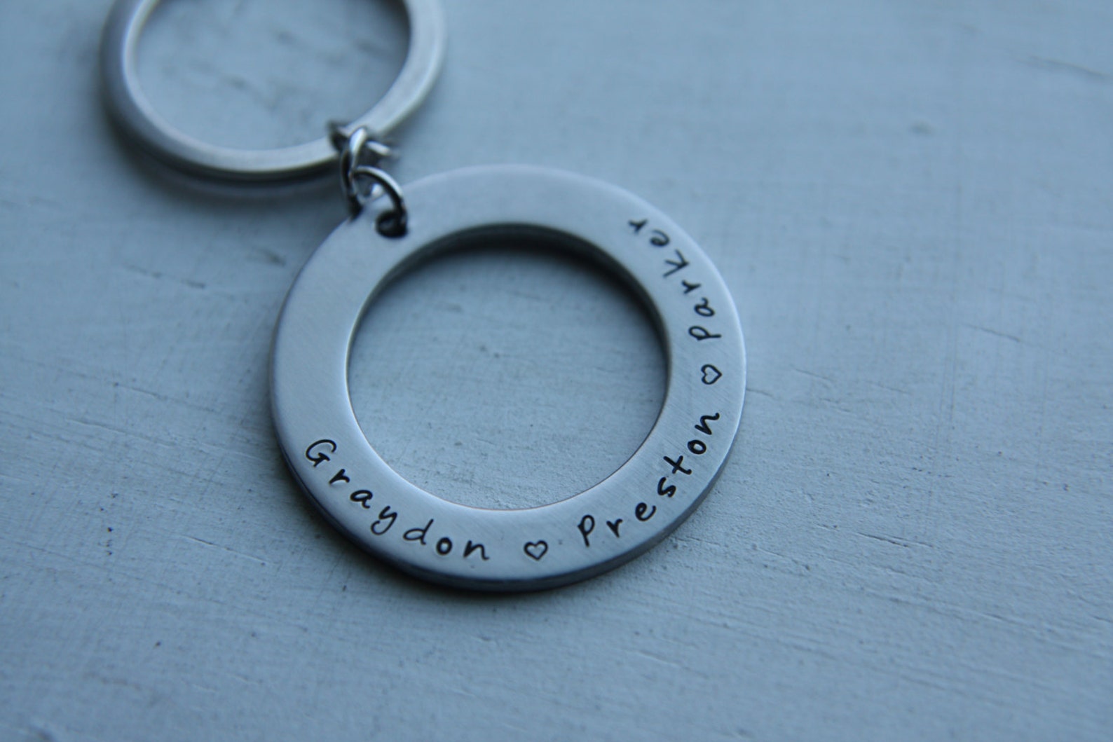 Custom Washer Keychain Double Sided Personalized Key Chain Etsy