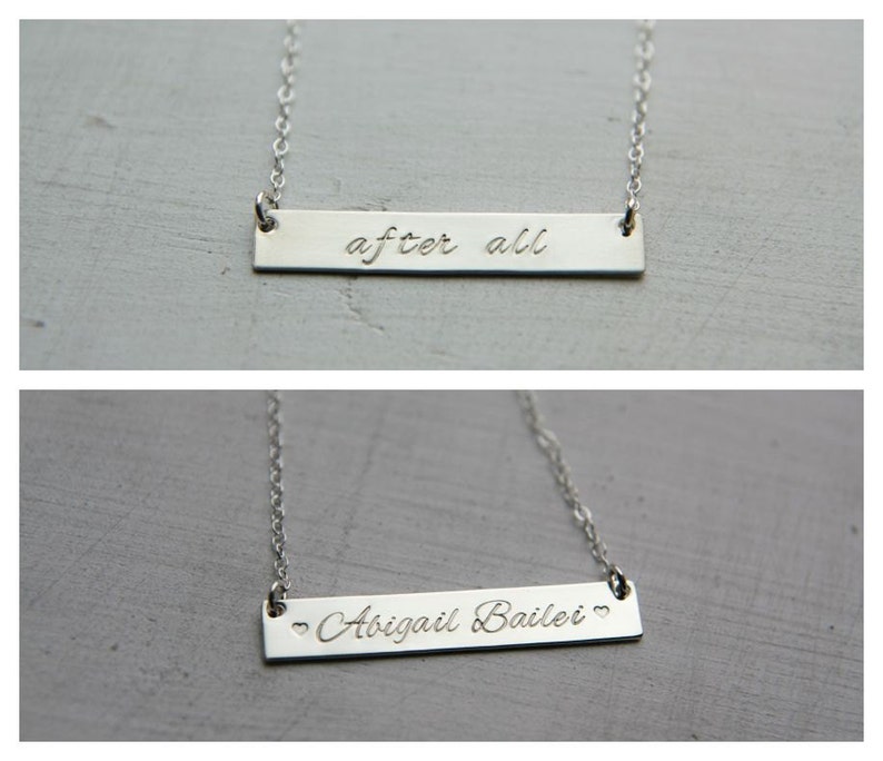 Sterling Silver Long Bar Necklace Name Bar Necklace Etsy