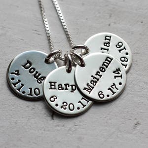 Four Charm Kids Name Necklace, Sterling Silver, Family Necklace, Custom ...