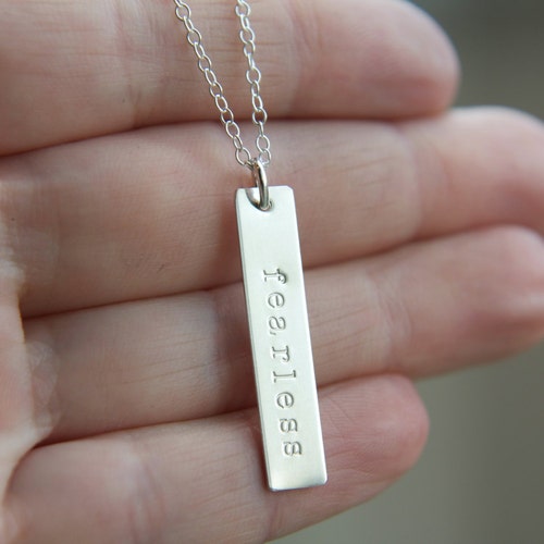 Sterling Silver Small Bar Necklace Etsy