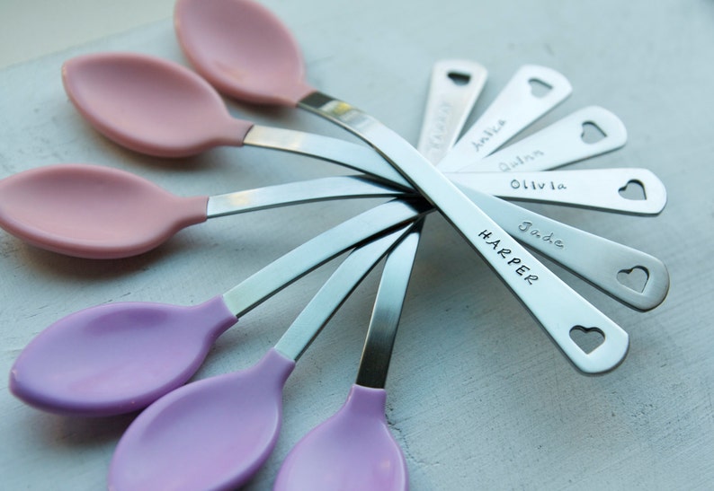 Personalized Baby Spoons Set of 2 Custom Baby Girl Spoons Etsy
