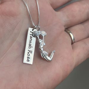 Cheer Silver Necklace, Custom Cheerleader Coach Mom Necklace, Sterling Silver Jewelry, Cheerleading Necklace, Custom Name Jewelry