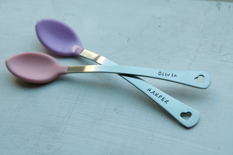 Personalized Baby Spoons Set of 2 Custom Baby Girl Spoons Etsy