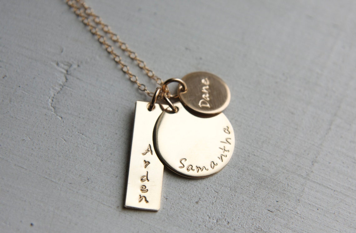 Personalized Gold Family Necklace 14k Gold Filled Mom Etsy
