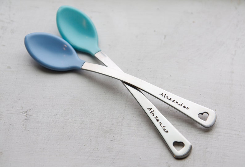 Personalized Baby Spoons, Set of 2 Custom Baby Boy Spoons, Engraved Baby Spoon, Baby Shower Gift, New Baby Gift, Baby Shower Gift image 6