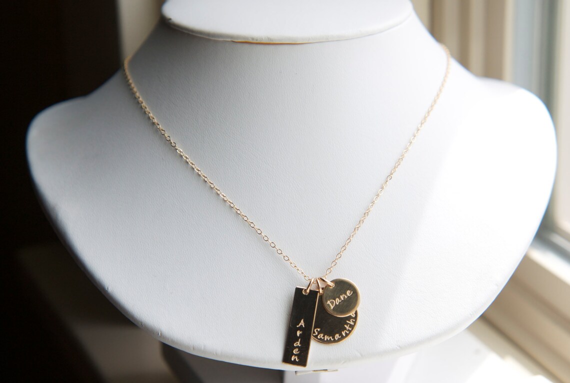 Personalized Gold Family Necklace 14k Gold Filled Mom Etsy