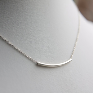 Dainty Sterling Silver Layering Necklace, Silver, Gold, Rose Gold Tube Necklace, Dainty Everyday Shimmery Necklace,  Gift for Mom friend