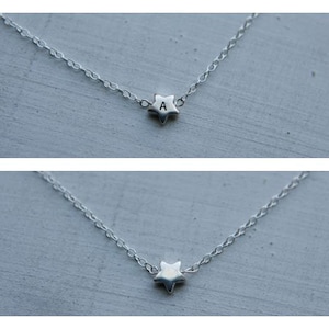 Tiny star necklace, Dainty sterling silver necklace, personalized initial star, rose gold necklace, gold necklace, mixed metal, everyday