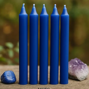 Blue Chime Candle – Hand-Poured Ritual Candle for Healing, Clarity & Protection | Spell Candle | Unscented - 4&quot;