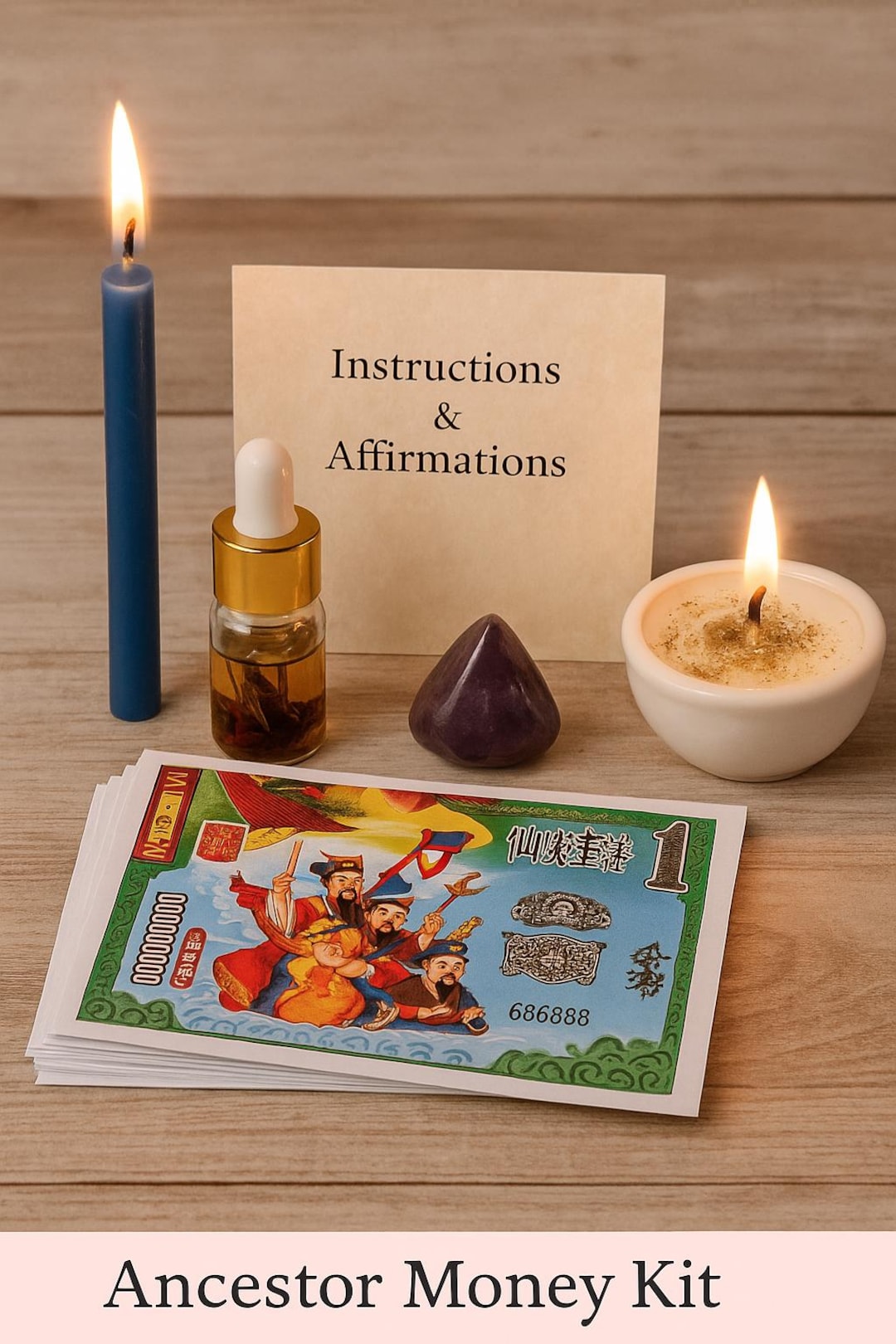 Ancestor Money Ritual Kit: Spirit Offering, Protection Crystal ...