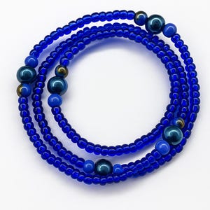 Royal Blue Waist Beads – Handmade Glass Bead Body Jewelry for Confidence & Protection