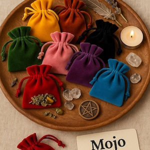 Velvet Mojo Bags | Crystal Carrying Pouch | Hoodoo Charm Bag | Protective Sack | Various Colors for Ritual & Spellwork