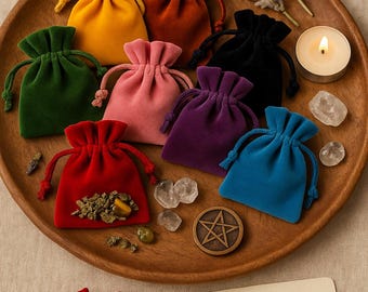Velvet Mojo Bags | Crystal Carrying Pouch | Hoodoo Charm Bag | Protective Sack | Various Colors for Ritual & Spellwork