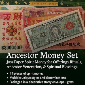 Ahnengeldset - Josspapier Geistgeld für Opfergaben, Rituale, Ahnenverehrung, & spiritueller Segen (44 Stück)