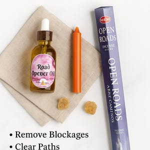Road Opener Ritual Kit – Abre Caminos Spell Kit with Oil, Candle, Incense & Citrine | Remove Blockages, Clear Paths, Manifest New Opportunit