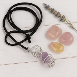 Create Your Own Crystal Cage Pendant Necklace | DIY Crystal Holder Necklace | Adjustable Wire Spiral Pendant | Customizable Gemstone Jewelry