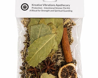 Schutz Simmer Pot Kit für Energie Reinigung & spirituellen Schutz | Kräutermischung für zu Hause Clearing, Stärke | Abwehr-Ritual | Manifestieren