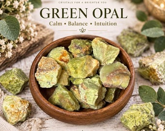 Ruwe groene opaal kristal – Steen voor kalmte, emotioneel evenwicht, intuïtie en het hartchakra.