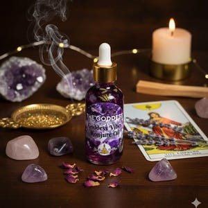 Goddess Magic Conjure Oil | Spiritual Ritual Oil for Goddess Energy, Manifestation, Protection, Self-Love & Aura Elevation | Crystal Infused