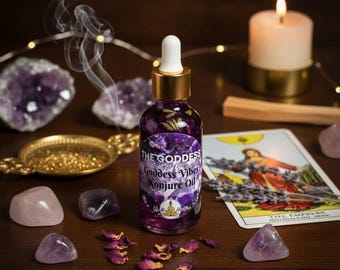 Goddess Magic Conjure Oil | Crystal & Herb Infused Ritual Oil