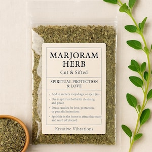 Marjoram Herb | Cut & Sifted | Spiritual Protection and Love | 3x4 Bag | Kreative Vibrations