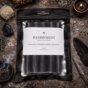 4 ""Schwarze Glockenspielkerzen - 5er-Set |." Ritualkerzen für Schutz, Bannung, Meditation, Zauberarbeit