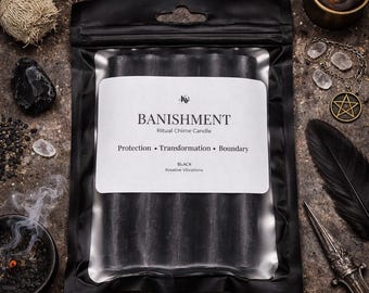 4” Black Chime Candles – Set of 5 | Ritual Candles for Protection, Banishing, Meditation, Spellwork