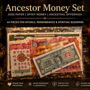 Conjunto de Dinheiro Ancestral | Papel-moeda, Dinheiro Espiritual para Rituais, Artigos para Altar | Oferenda Ancestral