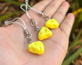 Mini Cheese Charms, Handmade Polymer Clay Keychain, Cute Food Jewelry, Kawaii Bag Accessory, Tiny Unique Gift, Matching Phone and Bag Decor