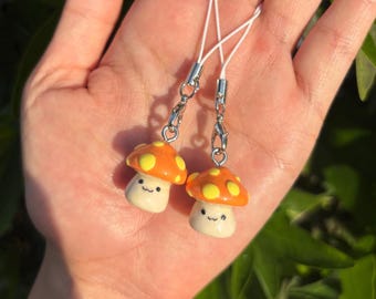 Maplestory Inspired Phone Charm, Orange Mushroom, Handmade Polymer Clay Accessory, Mini Food Charms, Kawaii Video Game Keychain, Bag Decor