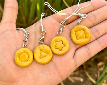 Dalgona Candy Charms – Handmade Polymer Clay Charms, Korean Food Keychains, Accessory for bags, keys, phone case, Squid Game Inspired Gifts