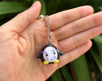 Llavero con dije de pingüino sin rostro, hecho a mano con arcilla polimérica, accesorio adorable, idea de regalo única para fans del anime y Studio Ghibli, El viaje de Chihiro.