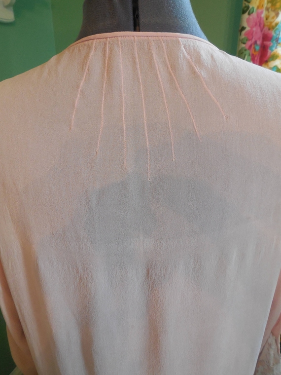 20's Silk Chiffon Dress / Art Deco Lace Inserts /… - image 7