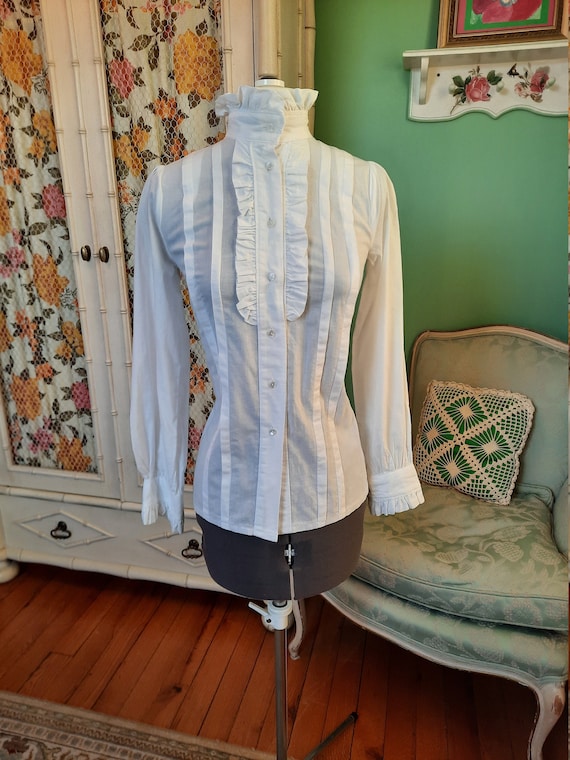 Kleding Meisjeskleding Tops & T-shirts Blouses jaren 80 S Laura Ashley wit katoenen shirt 