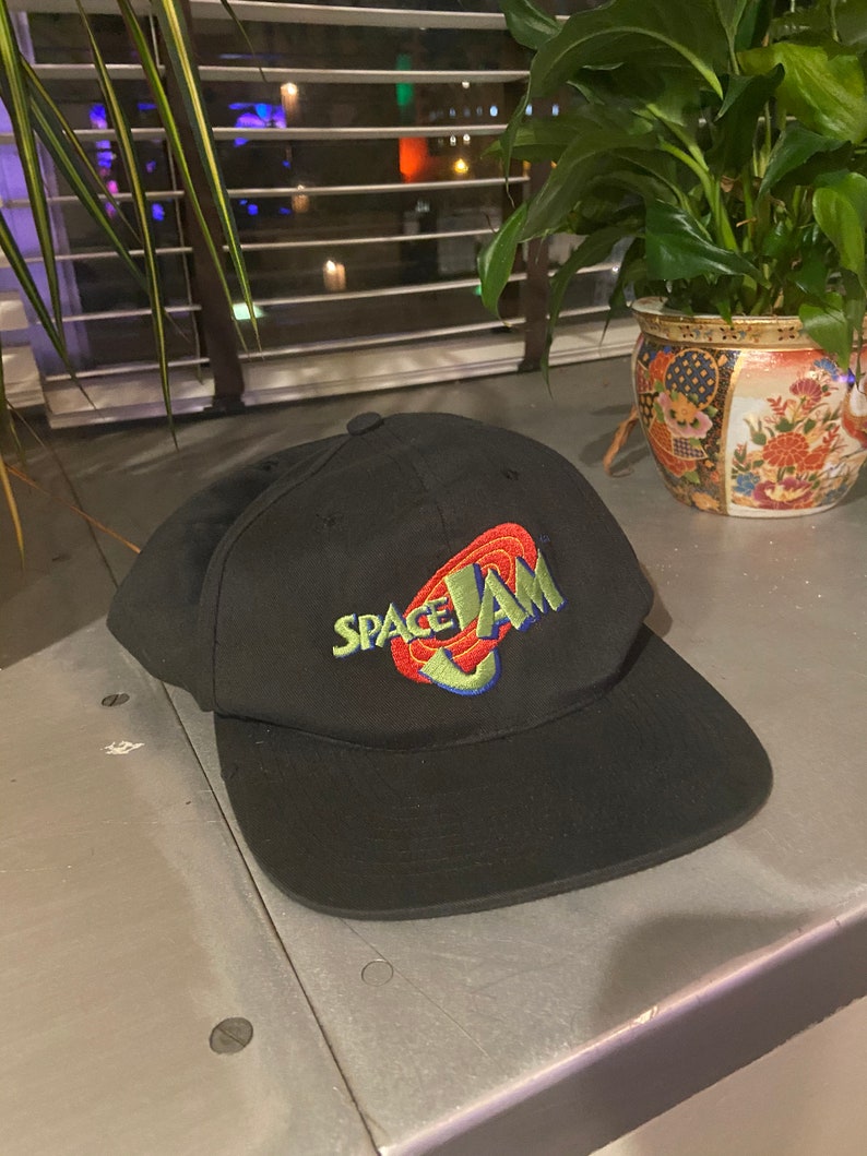RARE Vintage 1996 Space Jam Logo Snapback Promo Hat image 1
