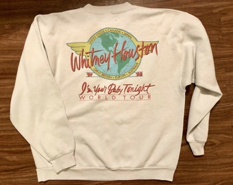 VINTAGE WHITNEY HOUSTON I'm your baby tonight tour crewneck shirt l