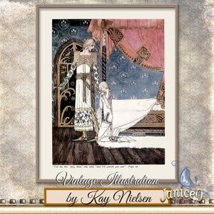Indiquez-moi le chemin | Illustration magique de conte de fées pour enfants | Art numérique inspiré de Kay Nielsen | livre de contes vintage | Art déco fantastique pour enfants