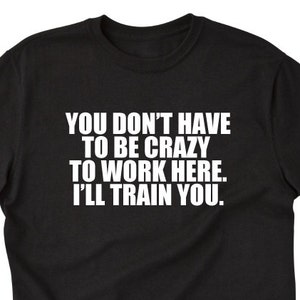 You Don't Have To Be Crazy To Work Here I'll Train You T-shirt, Funny Hilarious Tee Shirt, Work Shirt, Office Worker Shirt