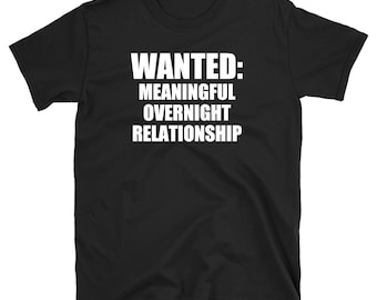 Wanted Meaningful Overnight Relationship T-Shirt, Naughty Tee Shirt For Men, Women, and Unisex Adult
