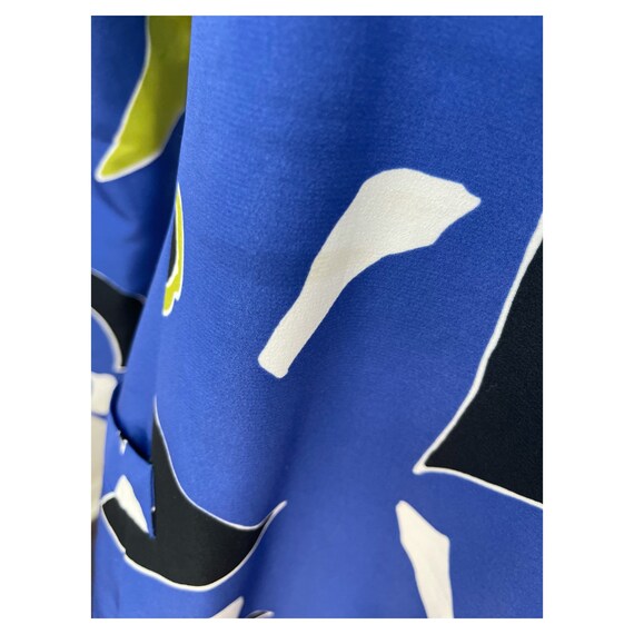 VTG Geometric Abstract Print Button Front Blue Bl… - image 4