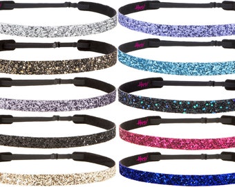 Hipsy CREATE YOUR OWN Adjustable No Slip Petite & Plus Size Skinny Bling Glitter Headband Set Custom Gift 2, 3, 5, 10 Packs Women Girls