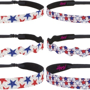 Hipsy Adjustable No Slip Create Your Own Sparkly Glitter Red and Blue Stars Skinny Wave Wide 4th of July PETITE & PLUS Size Fashion Headband