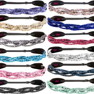 Hipsy CREATE YOUR OWN Adjustable No Slip Petite & Plus Size Braided Bling Glitter Headband Set Custom Gift 2, 3, 5, 10 Packs Women Girls