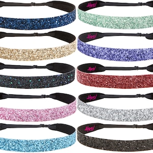 Hipsy CREATE YOUR OWN Adjustable No Slip Petite & Plus Size Wide Bling Glitter Headband Set Custom Gift 2, 3, 5, 10 Packs for Women Girls