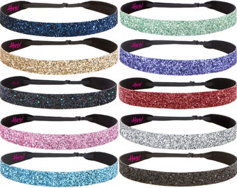 Hipsy CREATE YOUR OWN Adjustable No Slip Petite & Plus Size Wide Bling Glitter Headband Set Custom Gift 2, 3, 5, 10 Packs for Women Girls