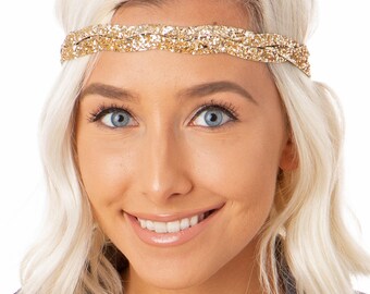Betsey Johnson Yellow Black Rhinestone Thin Leather Headband NEW Unique Bargains Faux Leather Headband Hairband for Women 1.6  main image 3
